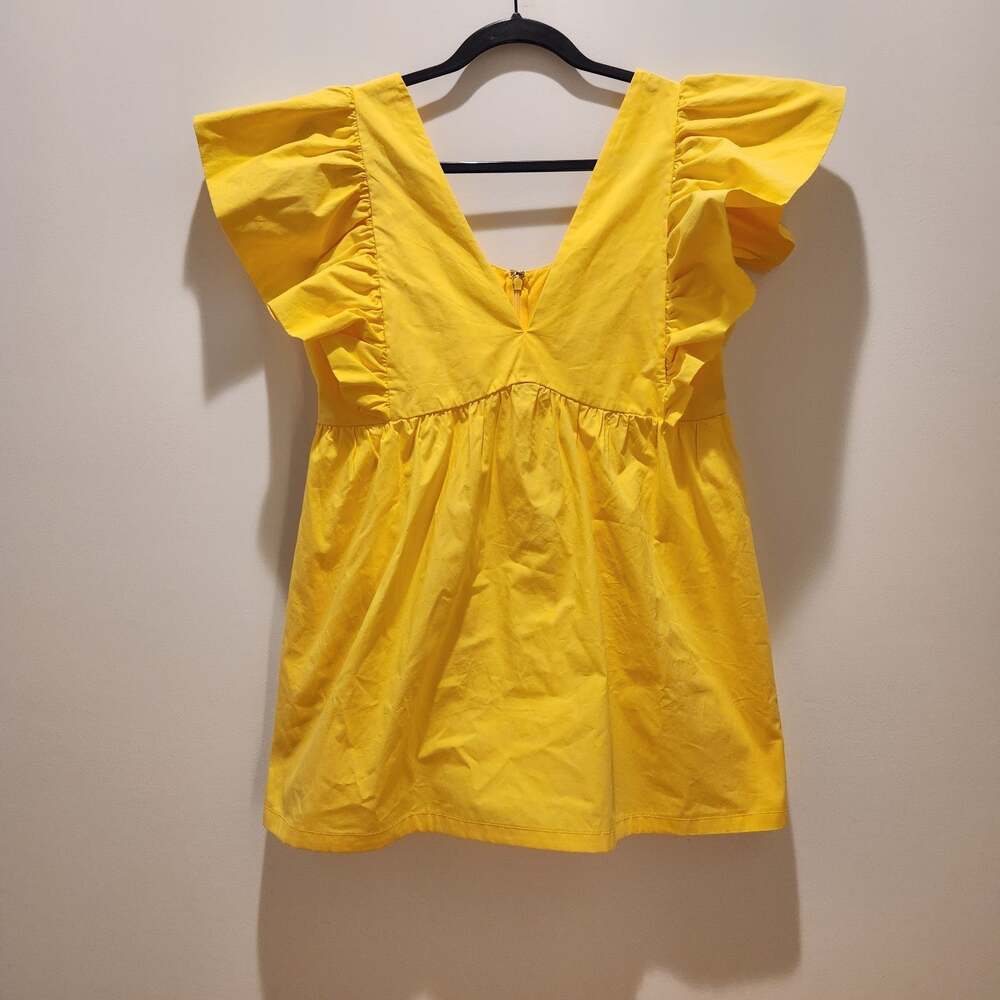 Maeve By Anthropologie Yellow Flutter Sleeve Top-ALTERED-See Length/Description